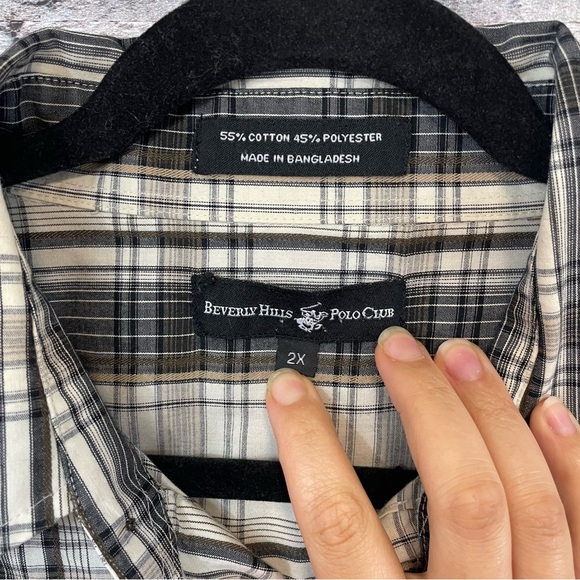Beverly Hills Polo Plaid button up Shirt 2X Men - Picture 4 of 5